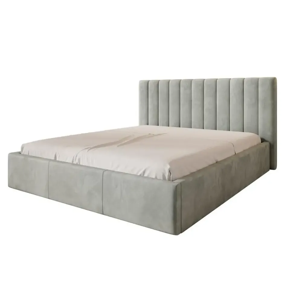 Meubella - Tweepersoonsbed Chief - Grijs - Velvet - 180x200 cm Outlet