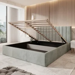 Meubella - Tweepersoonsbed Chief - Grijs - Velvet - 180x200 cm Outlet