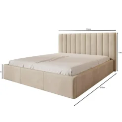 Meubella - Tweepersoonsbed Chief - Grijs - Velvet - 180x200 cm Outlet