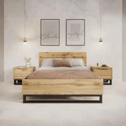 Meubella - Tweepersoonsbed Harlow - Eiken - 140x200 cm