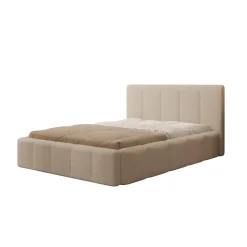Meubella - Tweepersoonsbed Excalibur - Beige teddystof - 140x200 cm Online