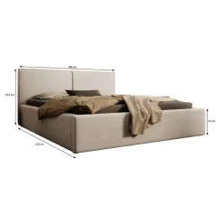 Meubella - Tweepersoonsbed Infinity - Beige - Fluffy ribstof - 160x200 cm Hot