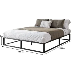 Meubella - Tweepersoonsbed Andrea - Zwart - 160x200 cm Best