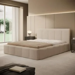 Meubella - Tweepersoonsbed Excalibur - Beige teddystof - 160x200 cm Hot