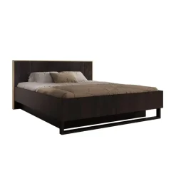 Meubella - Tweepersoonsbed Monor - Zwart eiken - 180x200 cm - Met gaslift Discount