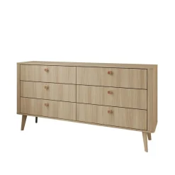 Meubella - Voorne - Ladekast met 6 lades - Eiken - 163x38x83 cm Clearance