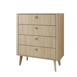 Meubella - Voorne - Ladekast 4 lades - Eiken - 88x38x103 cm Online