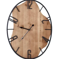 Beliani MEYNES - Wandklok - Lichthout/Zwart - Ijzer Discount