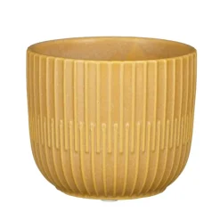 Mica Decorations - Plantenpot - okergeel - stripes - D10 x H9 cm Outlet