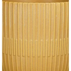 Mica Decorations - Plantenpot - okergeel - stripes - D10 x H9 cm Outlet