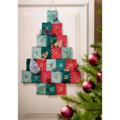 Mica Decorations Adventskalender - L72 x B1 x H51 cm - Groen, Rood