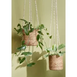 Mica Decorations Atlantic Plantenmand Set van 2 - Ø16 cm - Lichtbruin New