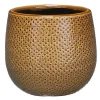 Mica Decorations Bloempot - okergeel - keramiek - ribbel - 14 x 12 cm Sale