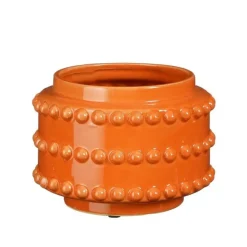 Mica Decorations Bloempot - boaz - gebobbeld - oranje - 13x17 cm Hot
