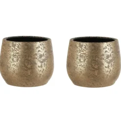 Mica Decorations Bloempot - goudkleurig - keramiek - 25 x 20 cm