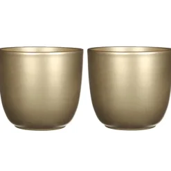 Mica Decorations Bloempot - goud - glanzend - keramiek - 19 x 18 cm Sale