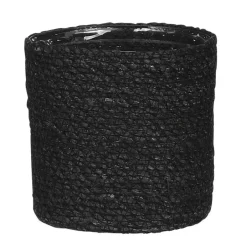 Mica Decorations Bloempot - rotan - zwart - jute - 14 x 14 cm Hot