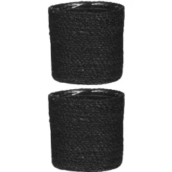 Mica Decorations Bloempot - rotan - zwart - jute - 14 x 14 cm Hot