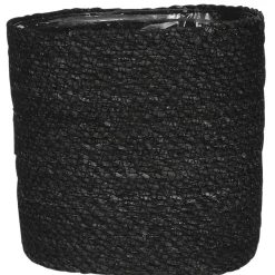 Mica Decorations Bloempot - rotan - zwart - jute - 18 x 18 cm