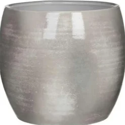 Mica Decorations Bloempot - lichtgrijs - keramiek - 28 x 26 cm Clearance