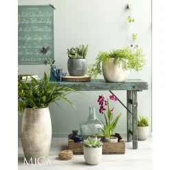 Mica Decorations Bloempot - lichtgrijs - keramiek - 28 x 26 cm Clearance