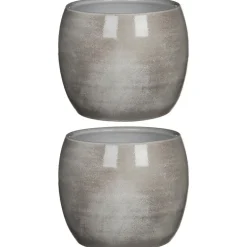 Mica Decorations Bloempot - grijs - keramiek - 20 x 18 cm