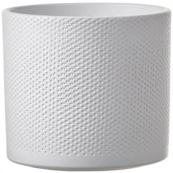 Mica Decorations Bloempot - wit relief keramiek - 17 x19 cm Outlet