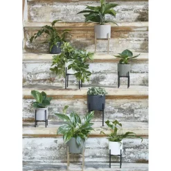 Mica Decorations Bloempot - wit relief keramiek - 17 x19 cm Outlet