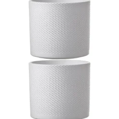 Mica Decorations Bloempot - wit relief keramiek - 17 x19 cm Outlet