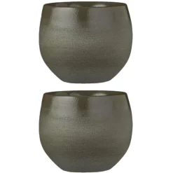 Mica Decorations Bloempot - donkergroen - keramiek - 16 x 13 cm Discount