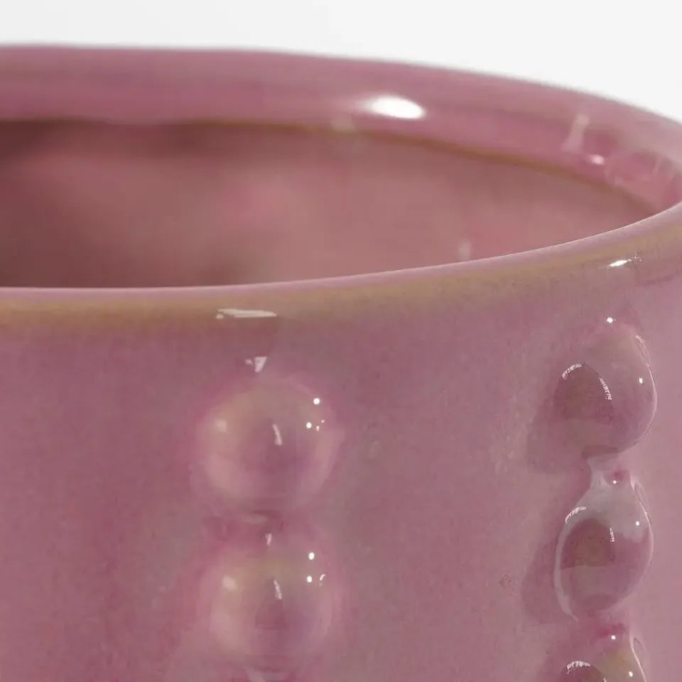 Mica Decorations Bloempot Boaz - gebobbeld - roze - 13 x 14 cm Online