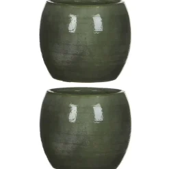 Mica Decorations Bloempot - groen - keramiek - 14 x 12 cm Sale