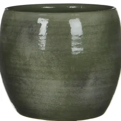 Mica Decorations Bloempot - glanzend groen - keramiek - 20 x 18 cm Outlet