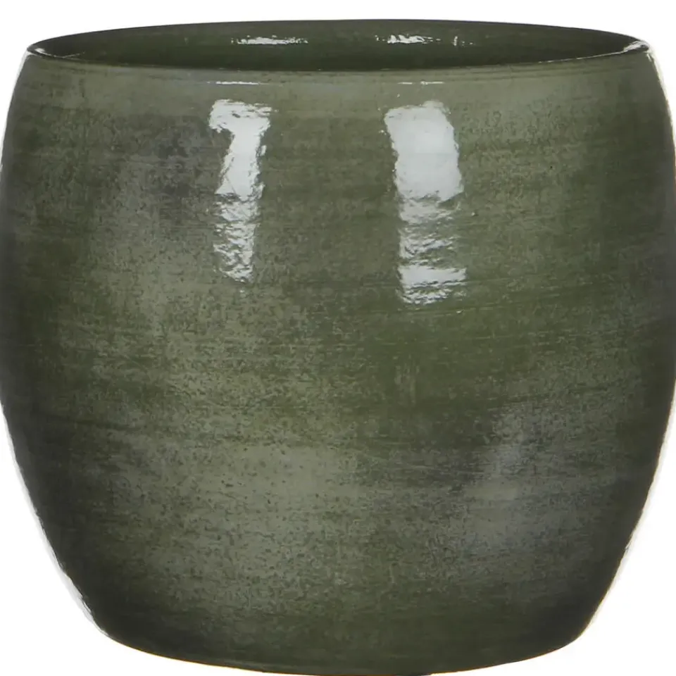 Mica Decorations Bloempot - glanzend groen - keramiek - 20 x 18 cm Outlet