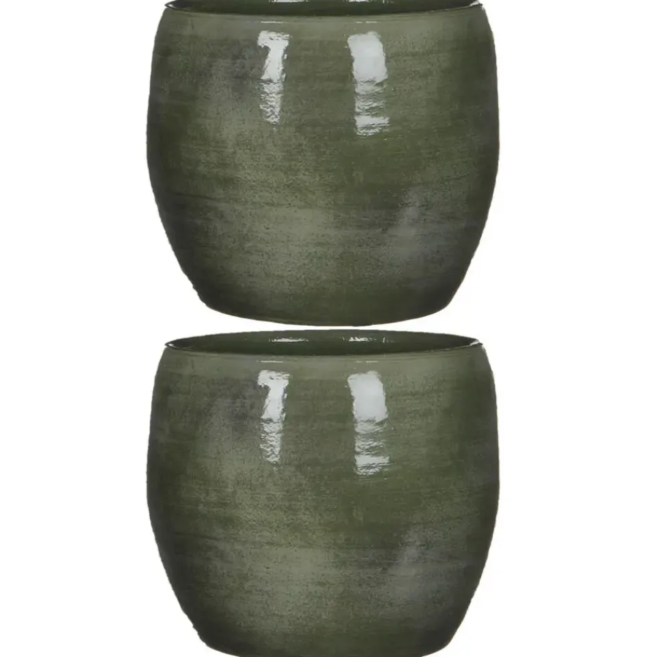 Mica Decorations Bloempot - glanzend groen - keramiek - 20 x 18 cm Outlet