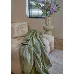 Mica Decorations Bronte Fleece Plaid - L200 x B150 cm - Lichtgroen Sale