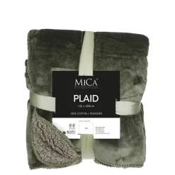 Mica Decorations Bronte Fleece Plaid - L200 x B150 cm - Donkergroen Online