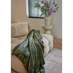 Mica Decorations Bronte Fleece Plaid - L200 x B150 cm - Donkergroen Online