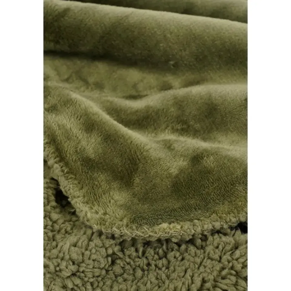Mica Decorations Bronte Fleece Plaid - L200 x B150 cm - Donkergroen Online