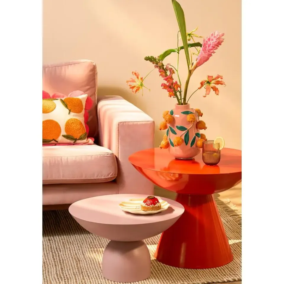 Mica Decorations Celise Bijzettafel - H28 x Ø47 cm - Metaal - Roze New