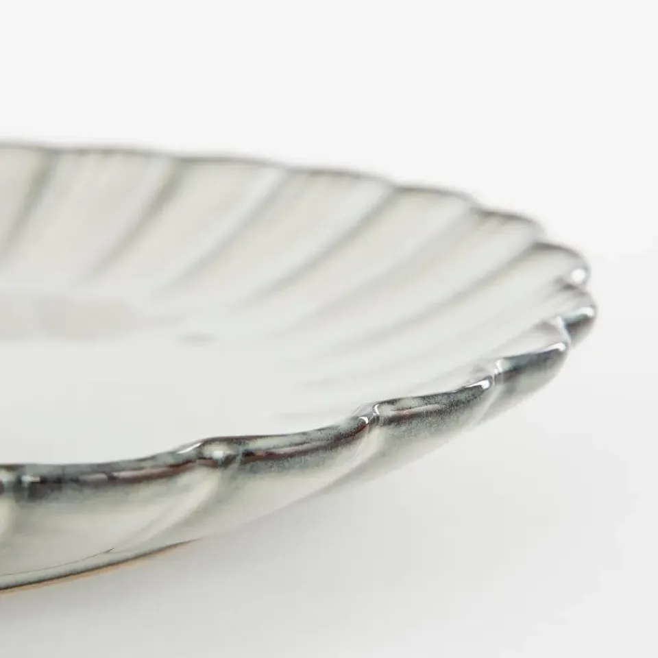 Mica Decorations Corfu Ontbijtbord - H2,5 x Ø21 cm - Keramiek - Grijs Outlet