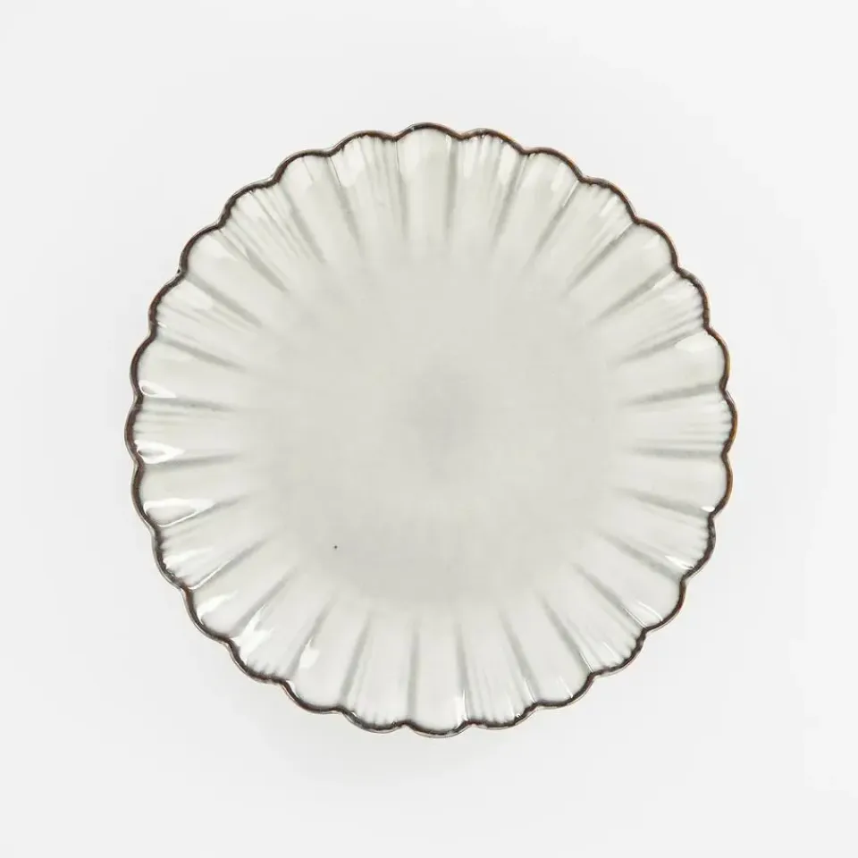 Mica Decorations Corfu Ontbijtbord - H2,5 x Ø21 cm - Keramiek - Grijs Outlet