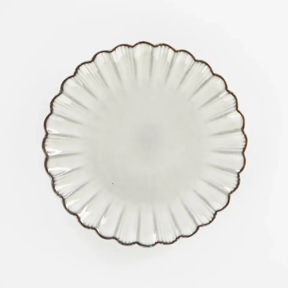 Mica Decorations Corfu Ontbijtbord - H2,5 x Ø21 cm - Keramiek - Grijs Outlet