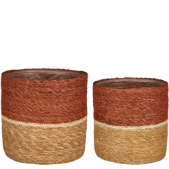 Mica Decorations Damian Plantenmand - Set van 2 - Ø20 cm - Zeegras New