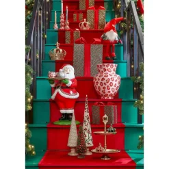 Mica Decorations Decoratie Kerstboom - H55 x Ø12 cm - Mangohout - Rood Clearance