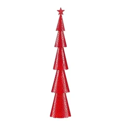 Mica Decorations Decoratie Kerstboom - L18 x B9 x H91 cm - IJzer - Rood