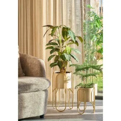 Mica Decorations Donau Bloempot op Standaard - Set van 2 - Metaal Online