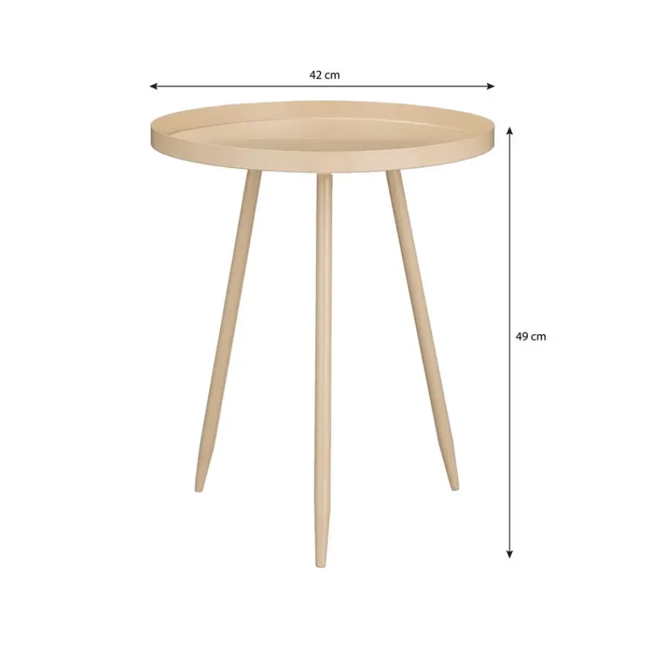 Mica Decorations Flores Bijzettafel - H49 x Ø42 cm - Beige Online