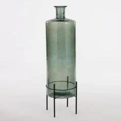 Mica Decorations Guan Glazen Fles - H75 x Ø25 cm - Groen Sale