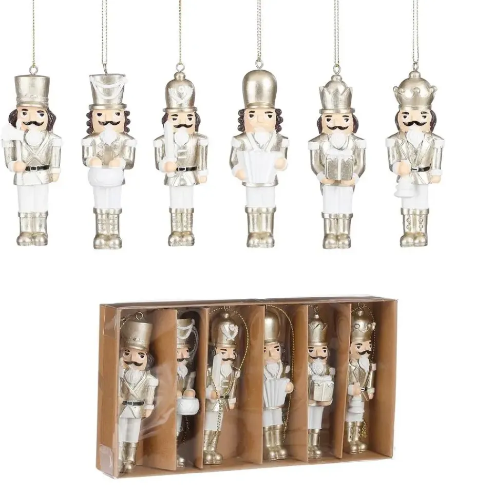 Mica Decorations Kerst Ornament Notenkraker - Set 6 stuks - Goud Online